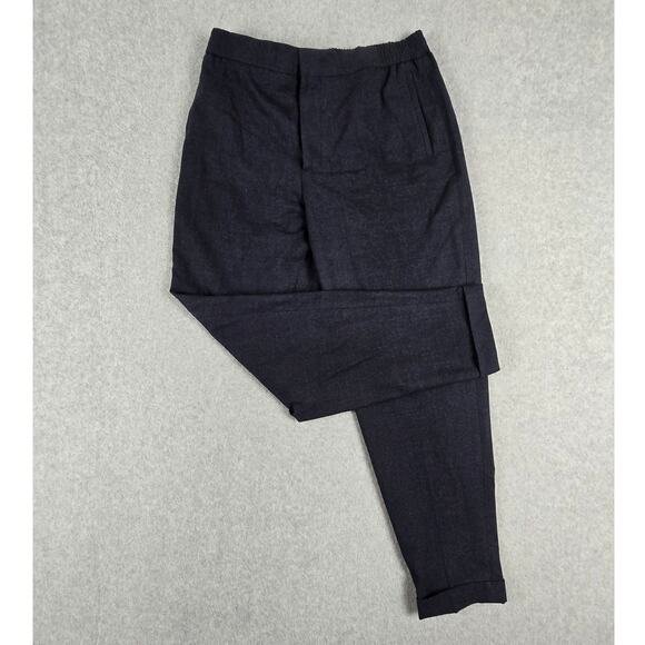 COS Pants Mens Size 30R Navy Blue Wool Blend Drawstring Cuffed Hem - Picture 1 of 12
